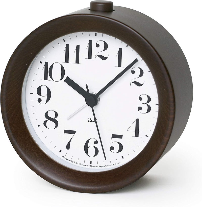 Lemnos Riki Analog Alarm Clock in Brown with High Visibility Dial - Image 1